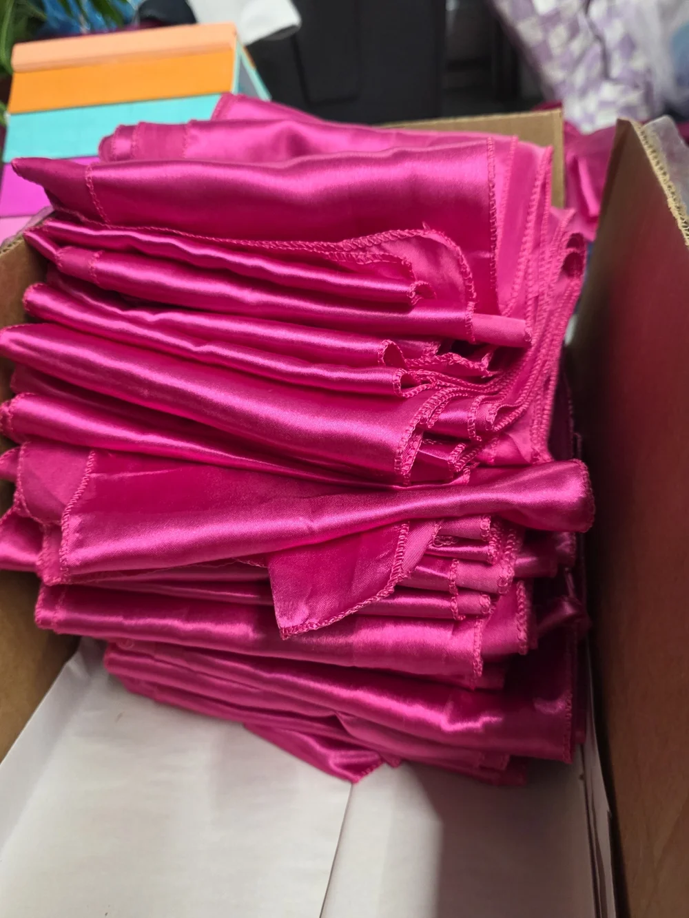 Vibrant Hot Pink Satin Fabric Chair Sasches